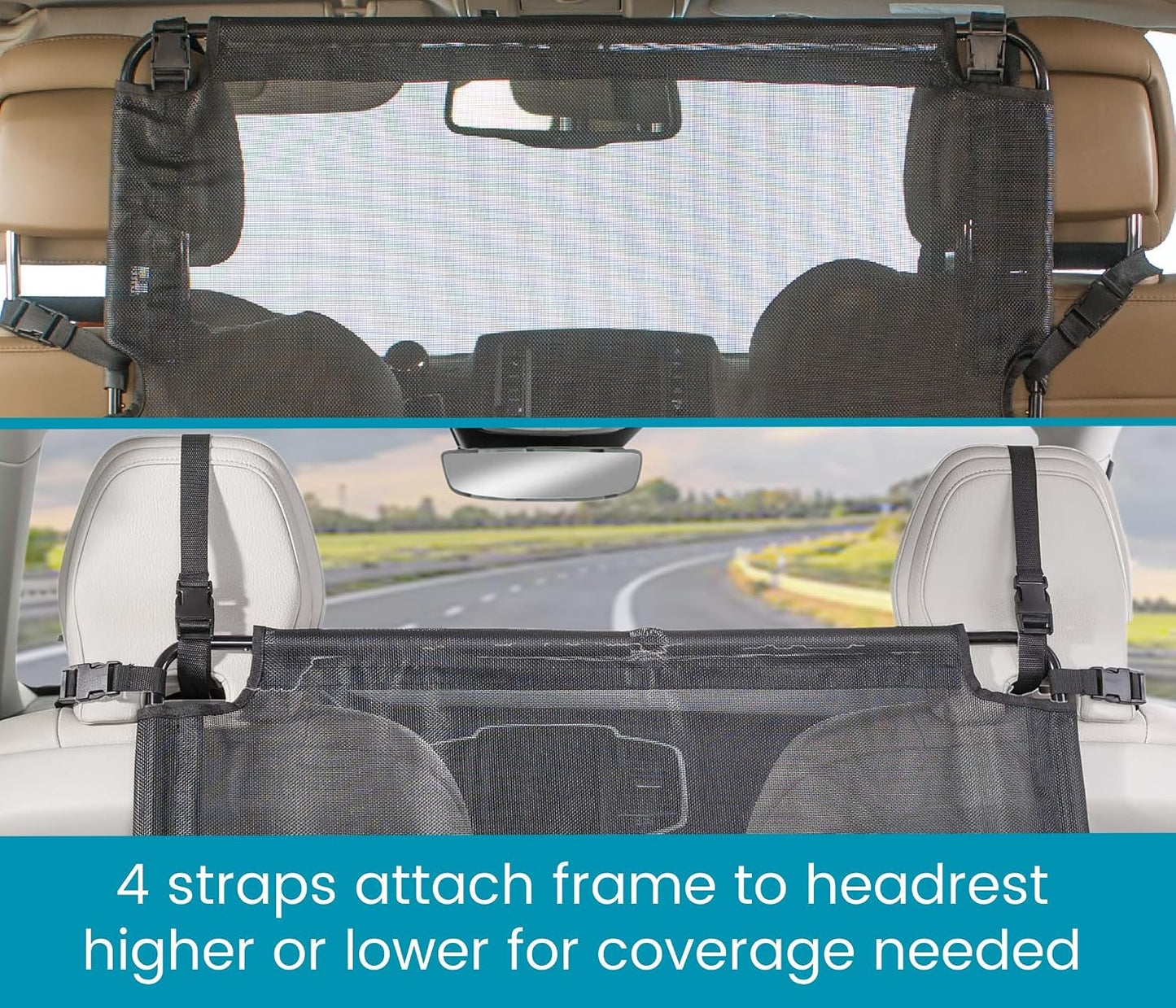 Padded Steel Frame Dog Back Seat Barrier - Heavy-Duty Coated Net for Car/Truck/SUV