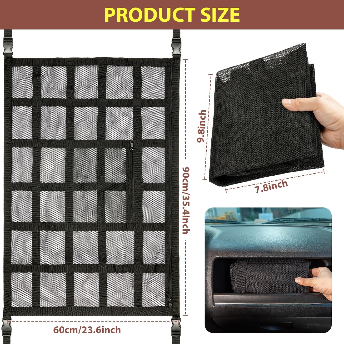 SUV Roof Cargo Net - 35.4"x23.6" Double-Layer Mesh for F-150, Jeep, CRV, RAV4 & Van