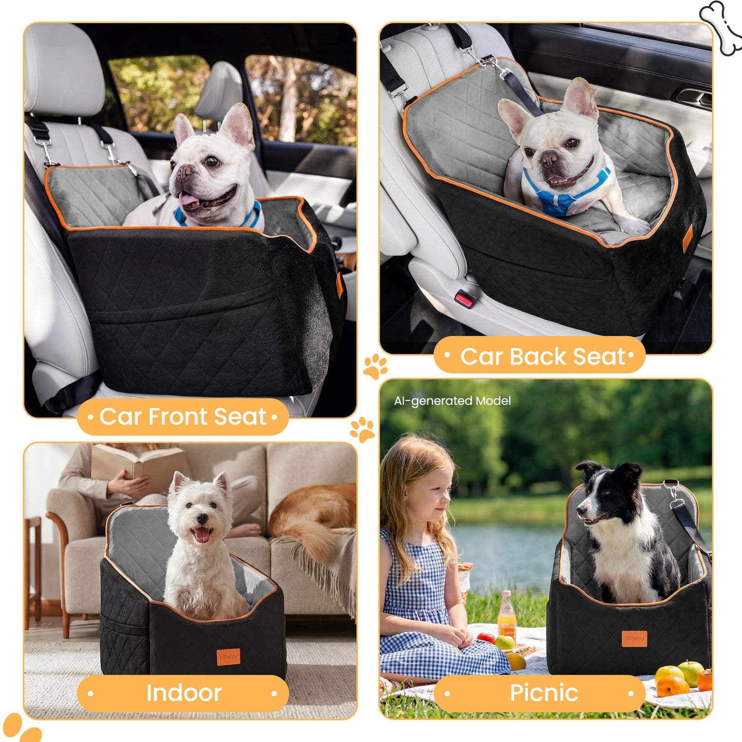 6" Elevated Memory Foam Booster Seat - 35 lb Capacity, Washable w/Safety Leash & Storage Pockets