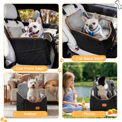 6" Elevated Memory Foam Booster Seat - 35 lb Capacity, Washable w/Safety Leash & Storage Pockets