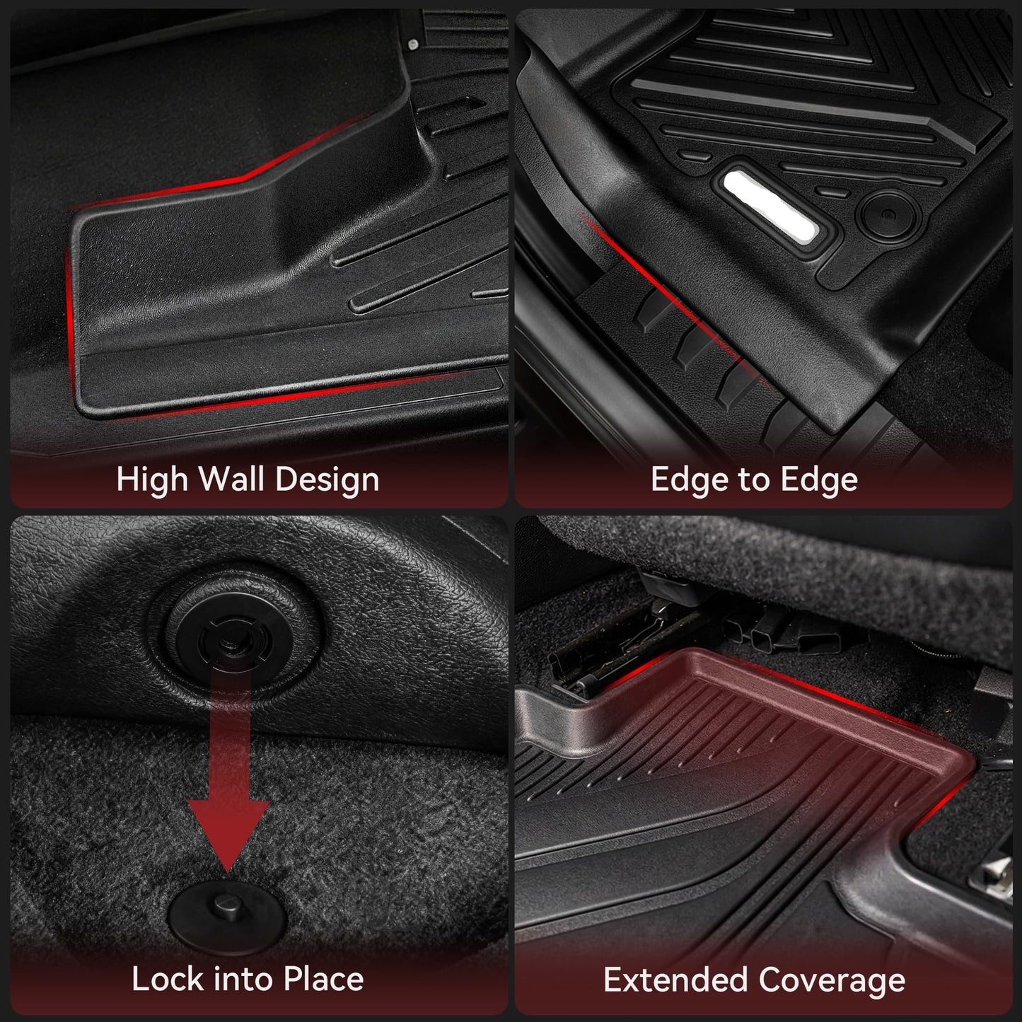 TPE Floor Mats for 2015-2026 Ford F-150 & Lightning SuperCrew (1st & 2nd Row, Black)