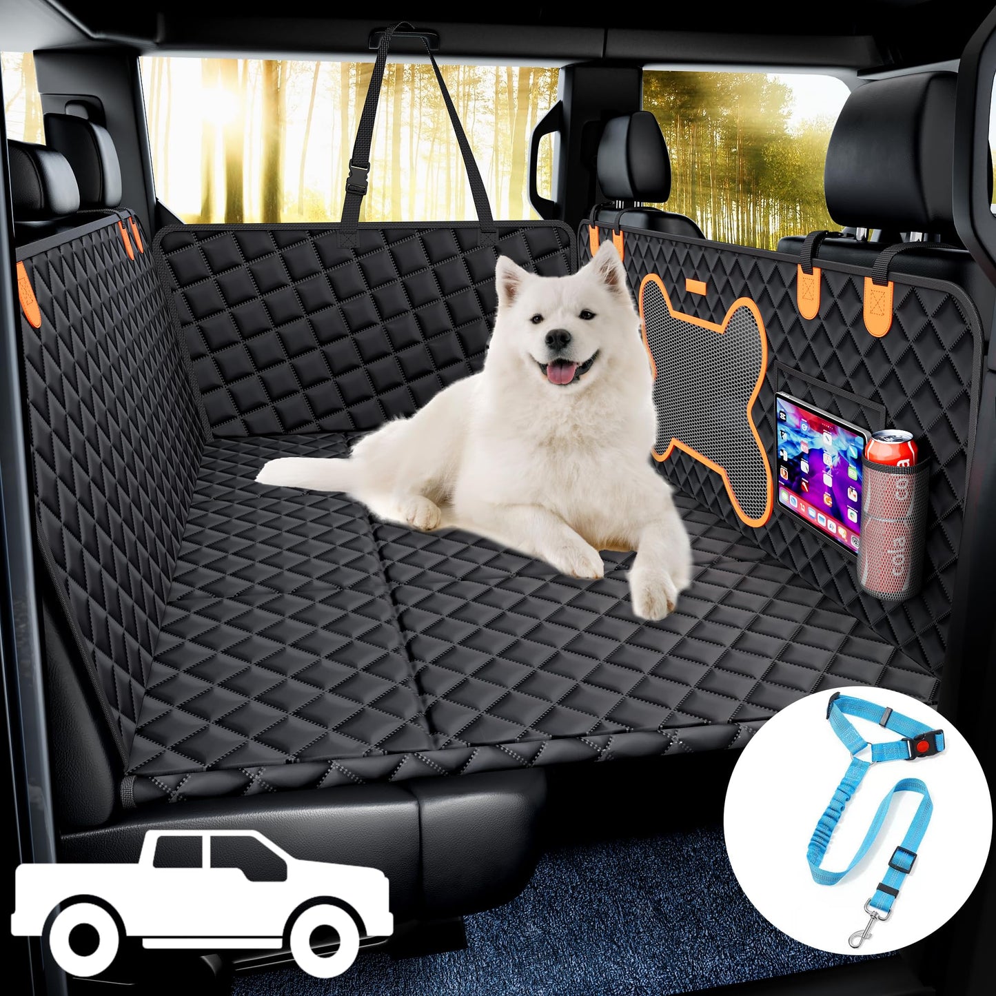 Hard Bottom Dog Hammock Back Seat Extender for Dogs for F150, RAM1500, Silverado - OHMU