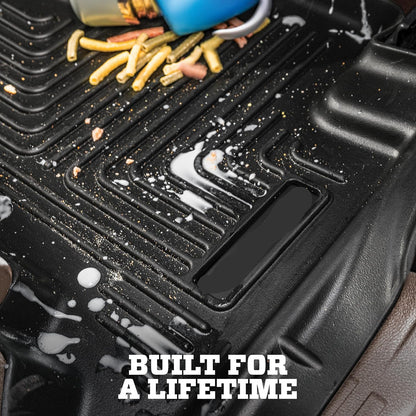 Husky Liners Weatherbeater Floor Mats | Fits 2015-2025 Ford F-150 (Includes 2022-2025 Lightning) SUPERCREW CAB ONLY w/Carpet & w/Out Fold Flat Storage | Front & 2nd Row, 3-pc Black - 94041