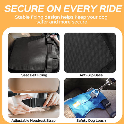 6" Elevated Memory Foam Booster Seat - 35 lb Capacity, Washable w/Safety Leash & Storage Pockets