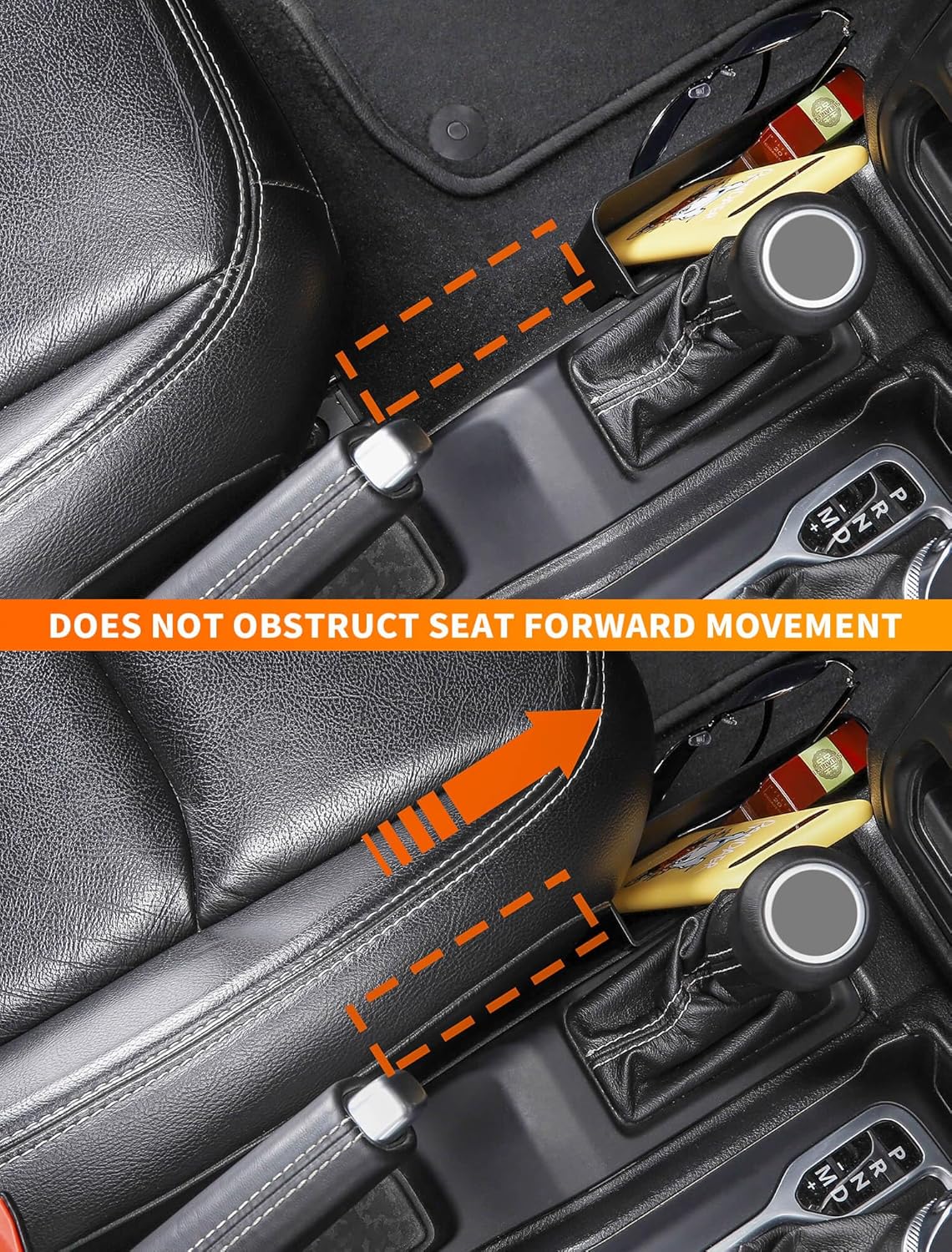 Savadicar GT-2 Shifter Storage Box, Gear Shift Side Tray, Center Console Organizer Compatible with 2018-2025 Jeep Wrangler JL JLU 4XE & Gladiator JT, Interior Storage Accessories, Black, 1 PC