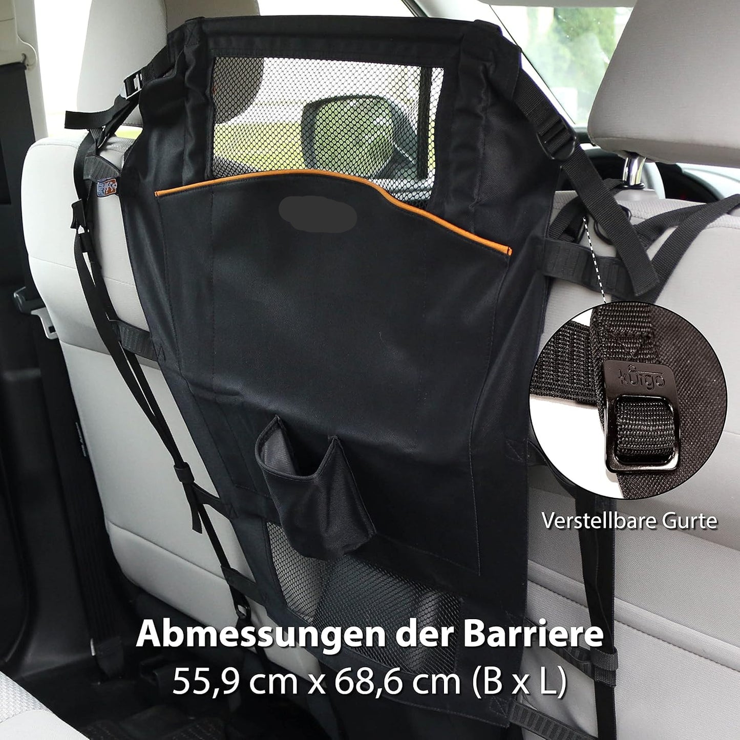 Low-Profile Backseat Dog Barrier - Mesh Top for Visibility, Easy Install/Remove for Cars w/Headrests