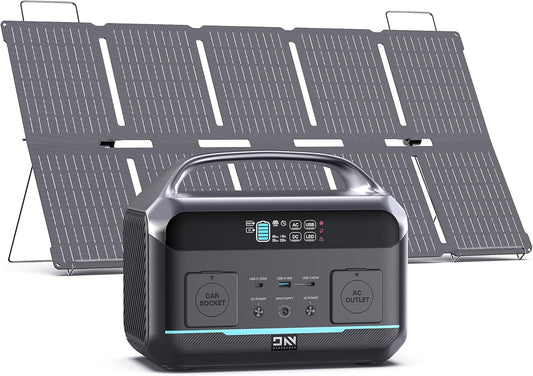 Solar Generator 600W (1200W Surge), Portable Power Station with 100W Solar Panel, 576Wh (180,000mAh) LFP Battery with AC & DC Outlets, 1Hour Fast Charging for Home & Emergency, Camping & RVs, CPAP