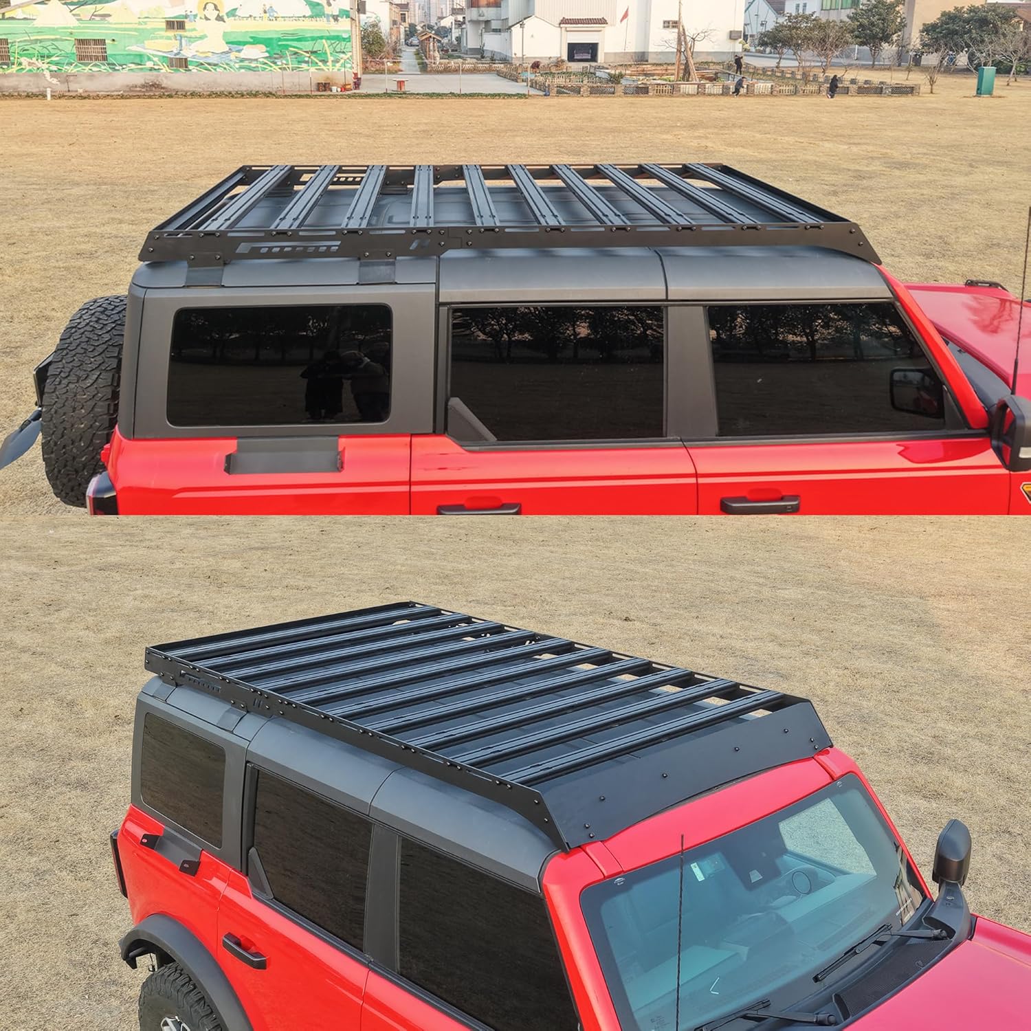MusixiA Roof Rack Cross Bars Fit for 2021-2025 Ford Bronco 4 Doors Hardtop, Full-Length Cargo Basket Steel Luggage Carrier 10 Bars (Exclude Bronco Sport), Load 850 lbs