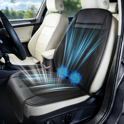 Ventilated Car Seat Cushion with 2 Fans, 3-Speed Cooling, Universal Fit