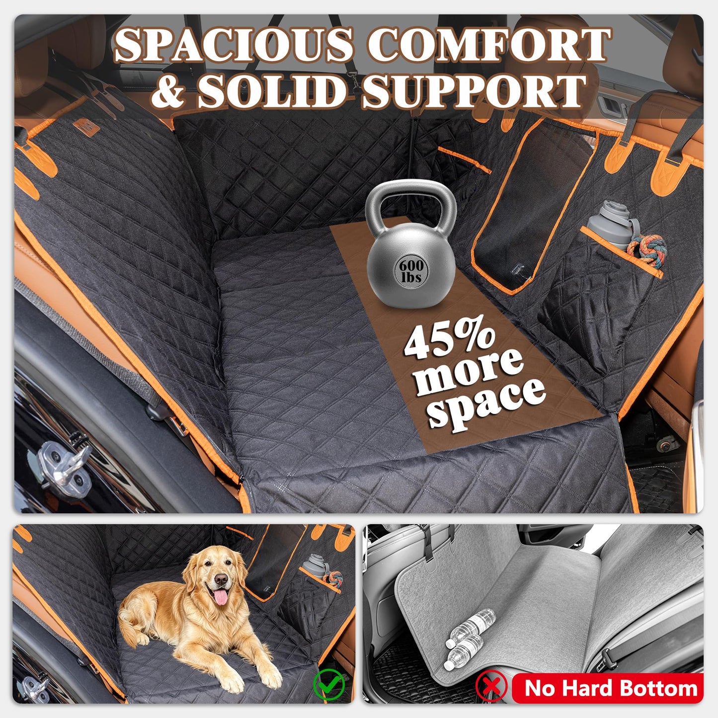 Heavy Duty Waterproof Dog Hammock with Hard Bottom Extender