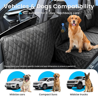 Hard-Bottom Dog Seat Cover w/Door Protector - 450 lb Capacity, Waterproof Non-Slip for SUV/Truck