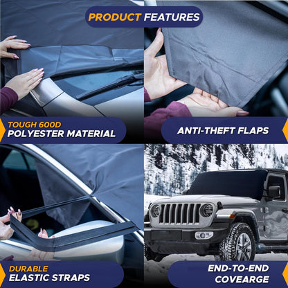 600D Oxford Windshield Snow Cover for Jeep Wrangler & Bronco (X-Small)
