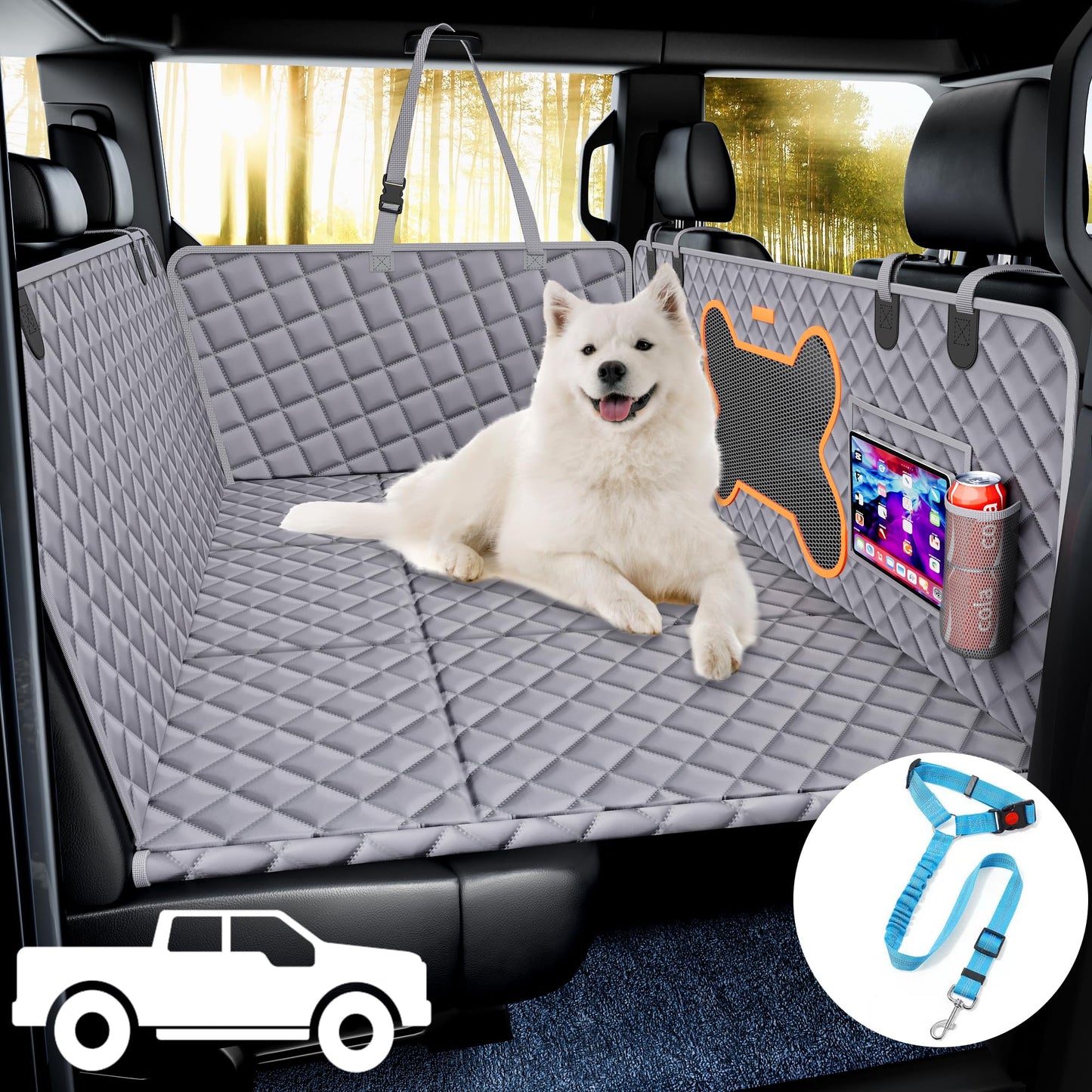 Hard Bottom Dog Hammock Back Seat Extender for Dogs for F150, RAM1500, Silverado