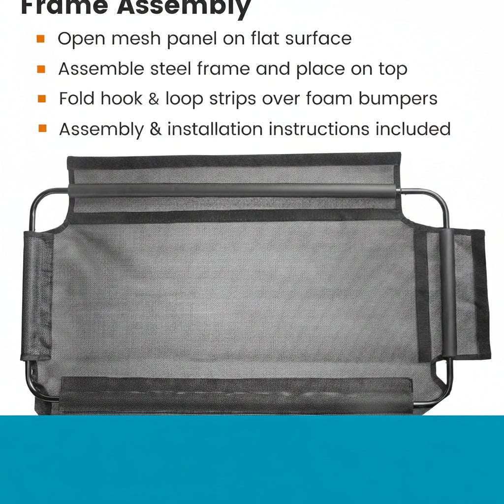 Padded Steel Frame Dog Back Seat Barrier - Heavy-Duty Coated Net for Car/Truck/SUV