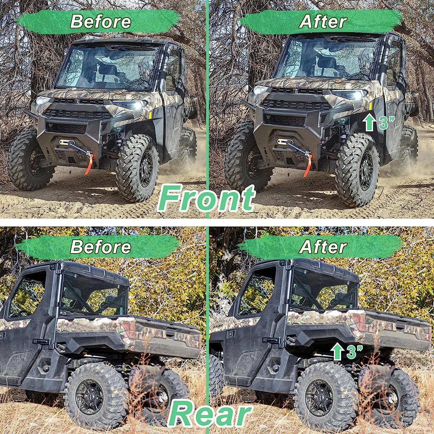 UTV Ranger Lift Kit - 3" Ranger Front & Rear Bracket Lift Kit