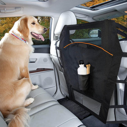 Low-Profile Backseat Dog Barrier - Mesh Top for Visibility, Easy Install/Remove for Cars w/Headrests