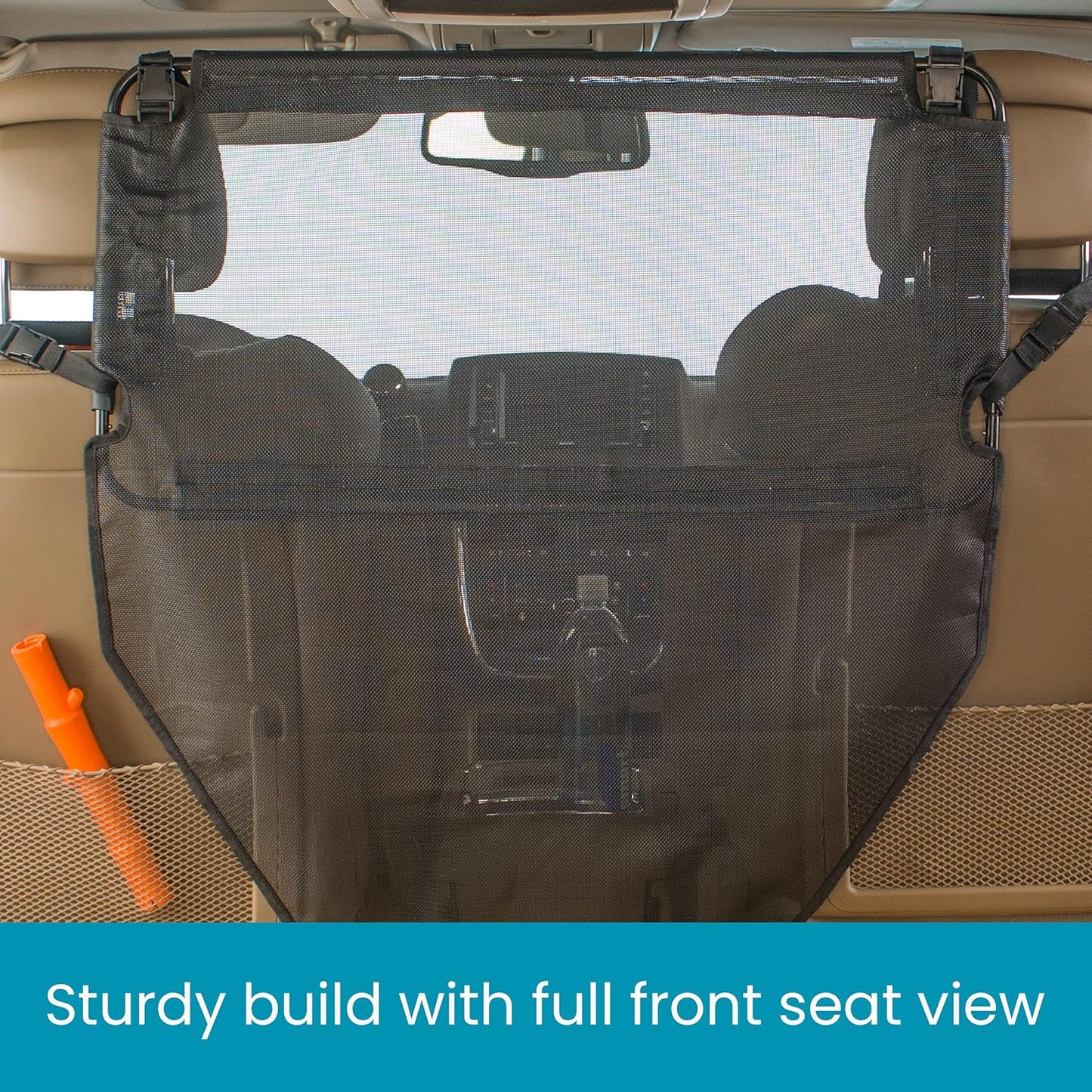 Padded Steel Frame Dog Back Seat Barrier - Heavy-Duty Coated Net for Car/Truck/SUV