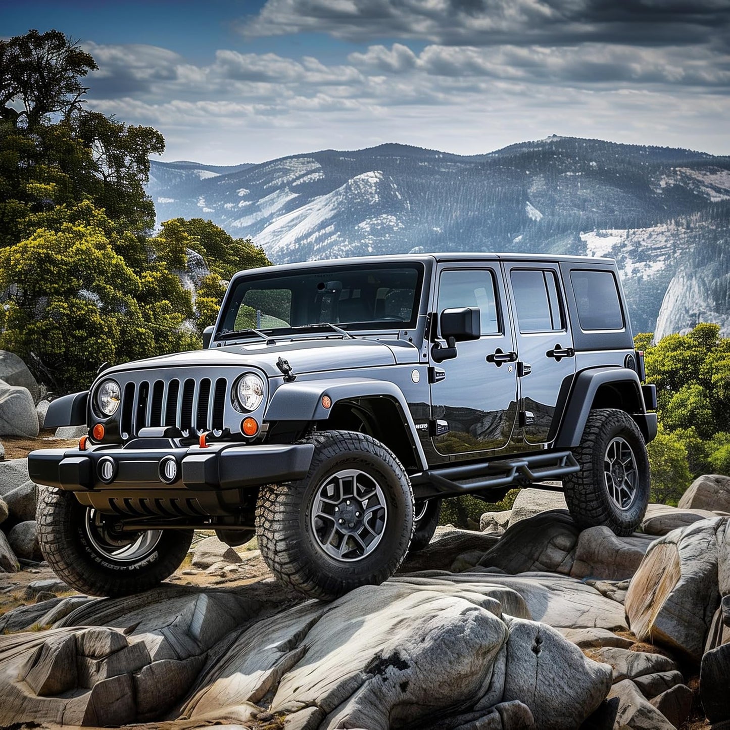 6" Two-Stair Running Boards for 2018-2026 Jeep Wrangler JL 4-Door - Black