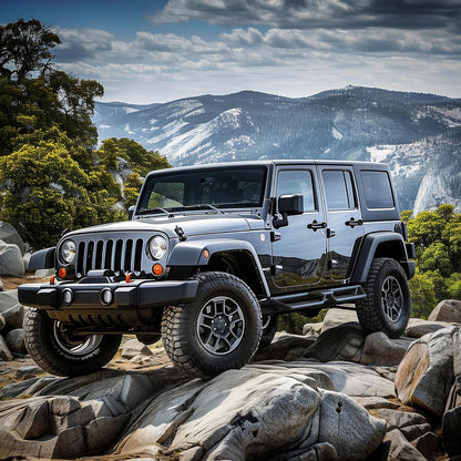 6" Two-Stair Running Boards for 2018-2026 Jeep Wrangler JL 4-Door - Black
