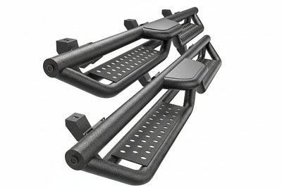 6" Two-Stair Running Boards for 2018-2026 Jeep Wrangler JL 4-Door - Black