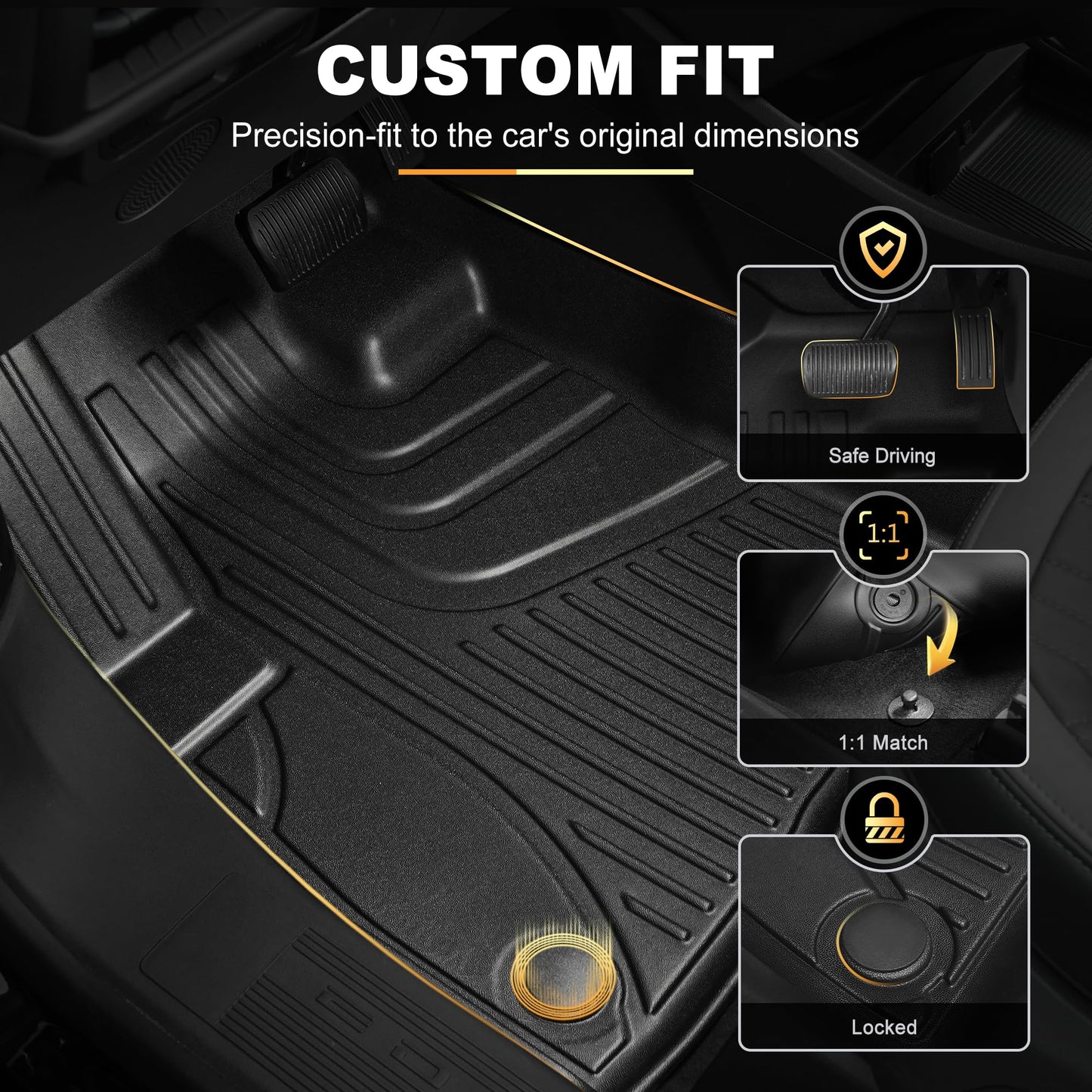 Floor Mats for 2021-2026 Ford Bronco Sport - 1st & 2nd Row, All-Weather Protection