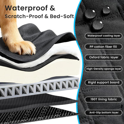 Hard-Bottom Dog Seat Cover w/Door Protector - 450 lb Capacity, Waterproof Non-Slip for SUV/Truck