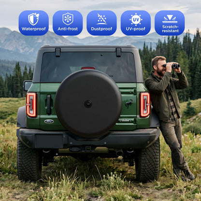 32" Soft Black Tire Cover for Ford Bronco with Camera