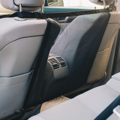 Universal Dog Mesh Car Barrier - Easy Install w/Bungee Cords, A/C Pass-Through & Easy Clean