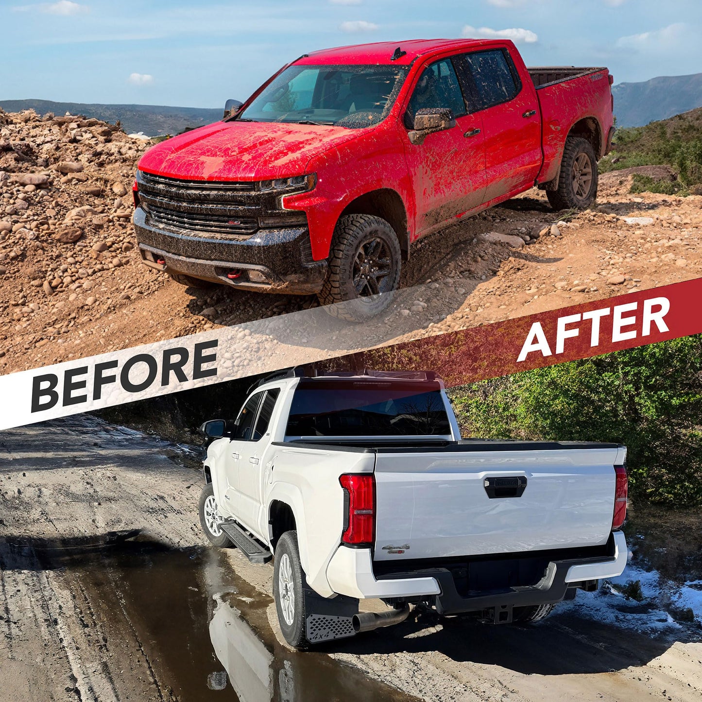 Heavy-Duty Mud Flaps for Pickup Trucks & SUVs (4-Pack, Black)