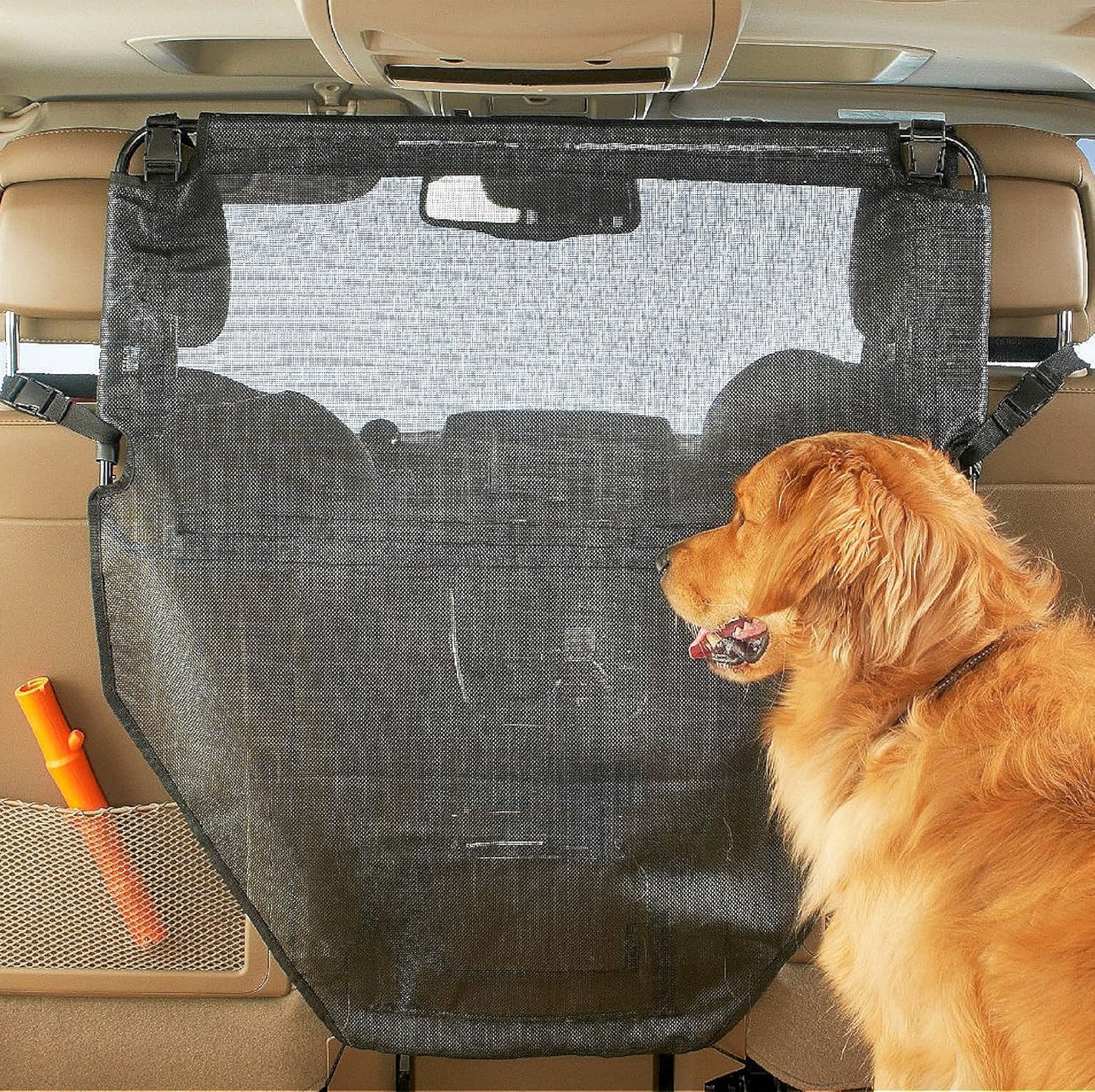 Padded Steel Frame Dog Back Seat Barrier - Heavy-Duty Coated Net for Car/Truck/SUV