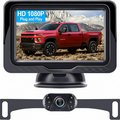 HD 1080P No-Delay Waterproof - Clear Backup Camera with Monitor for Car Truck SUV