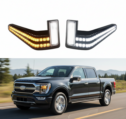 2 Pcs Led Fender Side Marker Lights Assembly For Ford F150 for F-150 2021-2025