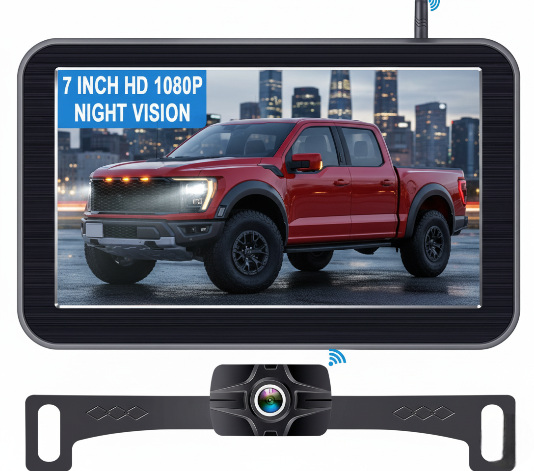 7-Inch Wireless Backup Camera for Truck ,Pickup, Trailer, Cars - OHMU