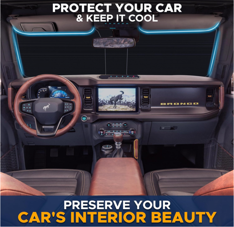 Front Window Foldable Windshield Sunshade for Ford Bronco 2021-2024(Not for Sport) - OHMU