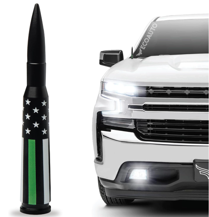 50 Cal Military Grade Aluminum Bullet Antenna Fits All Chevy & GMC Truck Model - OHMU