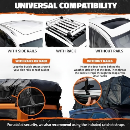XXL 40 CuFt Car Roof Bag, 72"x48"x20" Soft-Shell 840D