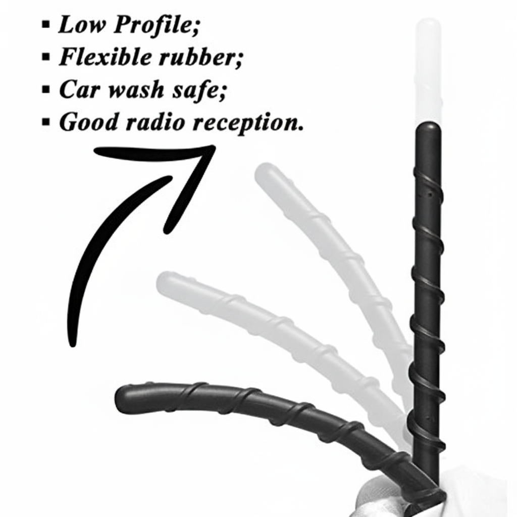 7-Inch Short Antenna for 2021–2026 Ford Bronco & Bronco Sport, Black AM/FM Radio Antenna