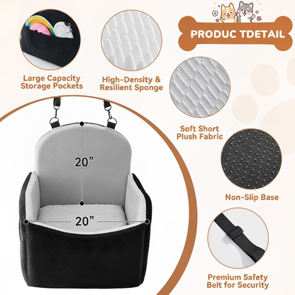 Waterproof Dog Car Seat for Small/Medium Dogs with Storage