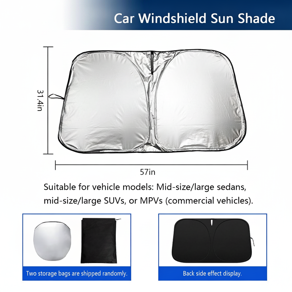 Foldable Car Windshield Sun Shade, Blocks Heat, Keeps Interior Cool