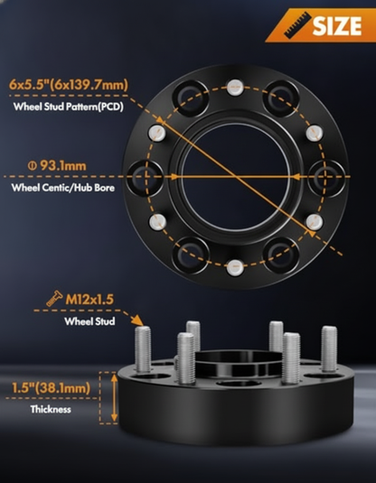 1.5" Forged Hubcentric Wheel Spacers for 2021-2026 Ford Bronco and 2019-2026 Ford Ranger,4-Pack