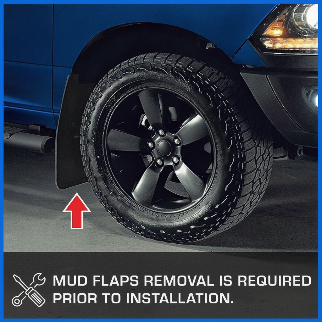 Fender Flares for 2009-2018 Dodge Ram 1500 and 2019-2024 Ram 1500 Classic, Textured Black Bolt-Riveted Style, 4-Piece