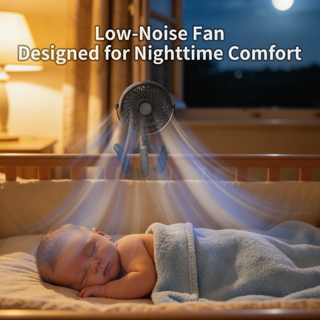 Portable Rechargeable 3-Speed Clip-On Fan for Car, Stroller, Crib