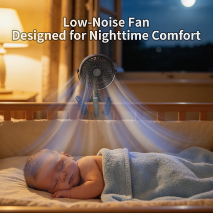 Portable Rechargeable 3-Speed Clip-On Fan for Car, Stroller, Crib