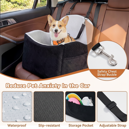 Waterproof Dog Car Seat for Small/Medium Dogs with Storage