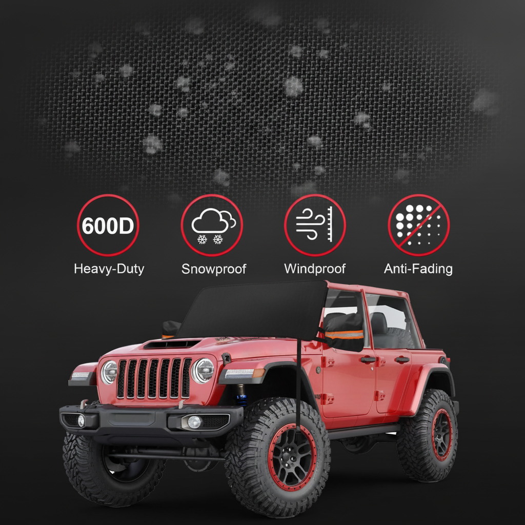 Car Windshield Snow Cover for Jeep Wrangler, Gladiator, Bronco