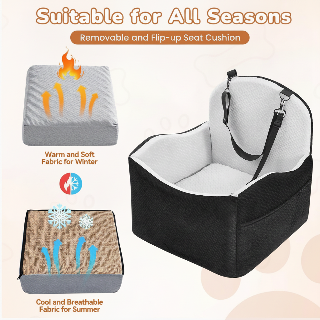 Waterproof Dog Car Seat for Small/Medium Dogs with Storage
