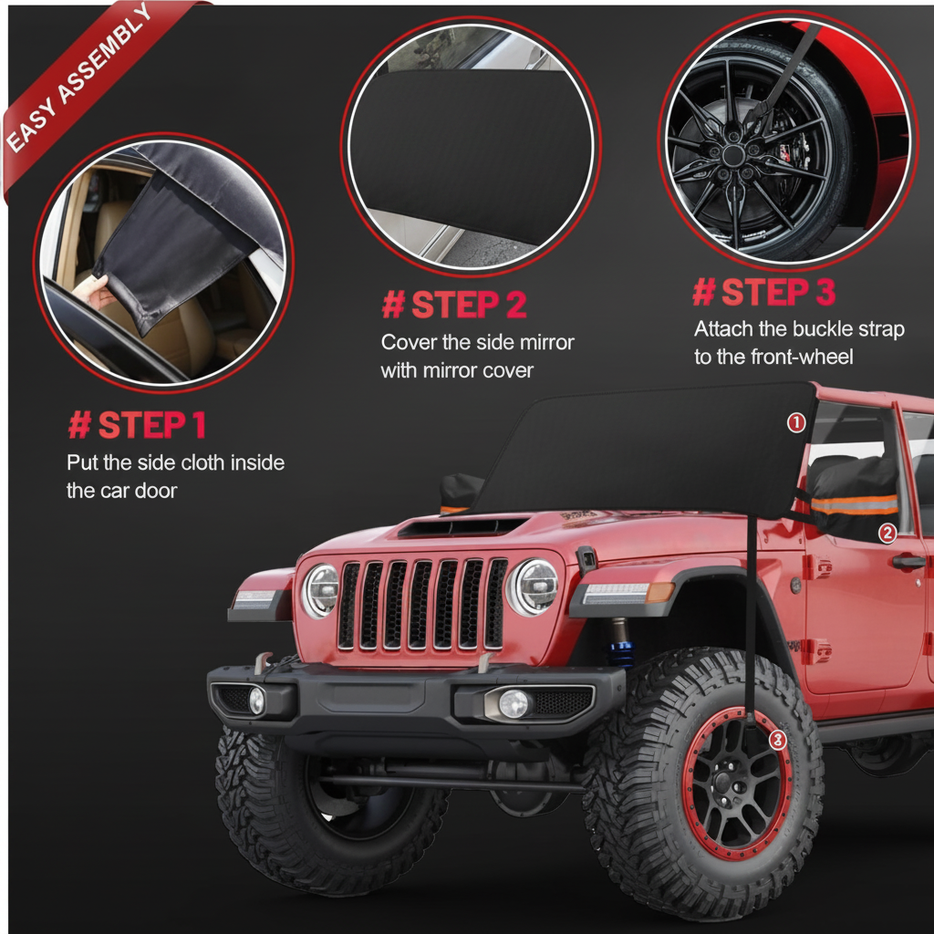 Car Windshield Snow Cover for Jeep Wrangler, Gladiator, Bronco