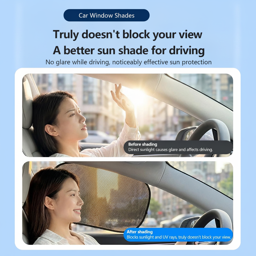 Upgraded Car Window Shades - UV Protection, Anti-Glare Mesh