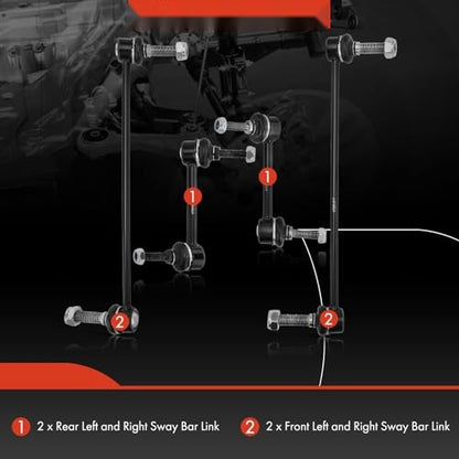Front & Rear Sway Bar Link Kit for 2011-2019 Ford Explorer & 2013-2019 Police Interceptor Utility, 4-Piece