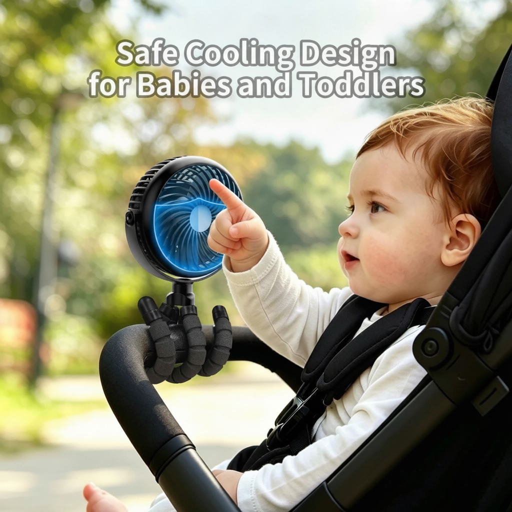 Portable Rechargeable 3-Speed Clip-On Fan for Car, Stroller, Crib